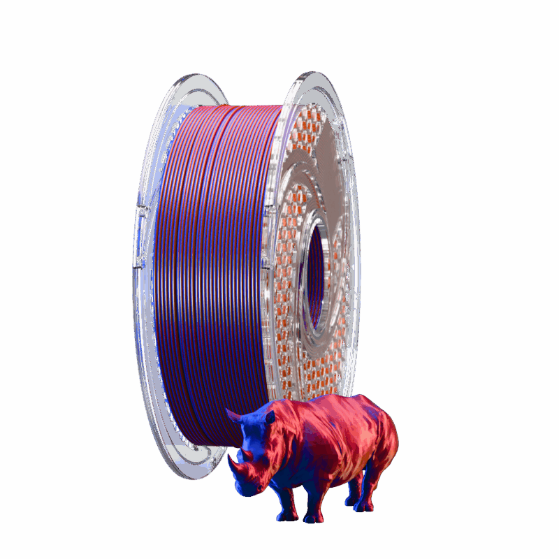 SA Filament Dual Silk PLA+ Blue Blood Filament, 1.75mm, 750g_With Model