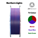 SA Filament Tri Silk PLA+ Northern Lights Filament, 1.75mm, 750g_Front of Spool