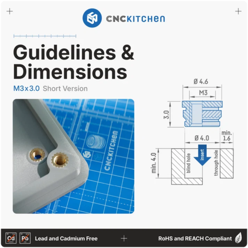 M3 x 3mm Short_Dimensions